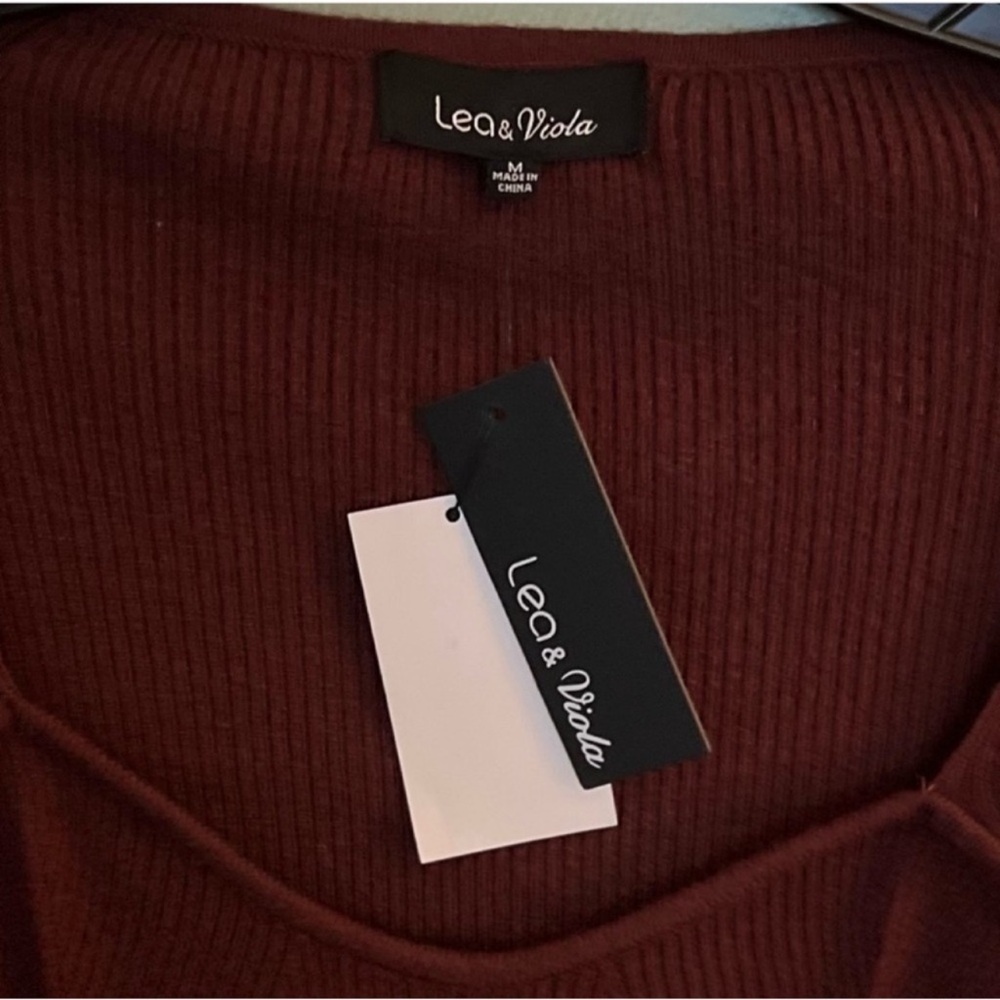 NWT Lea & Viola sweetheart cashmere square neck ribbed knit sweater blouse - Picture 10 of 15